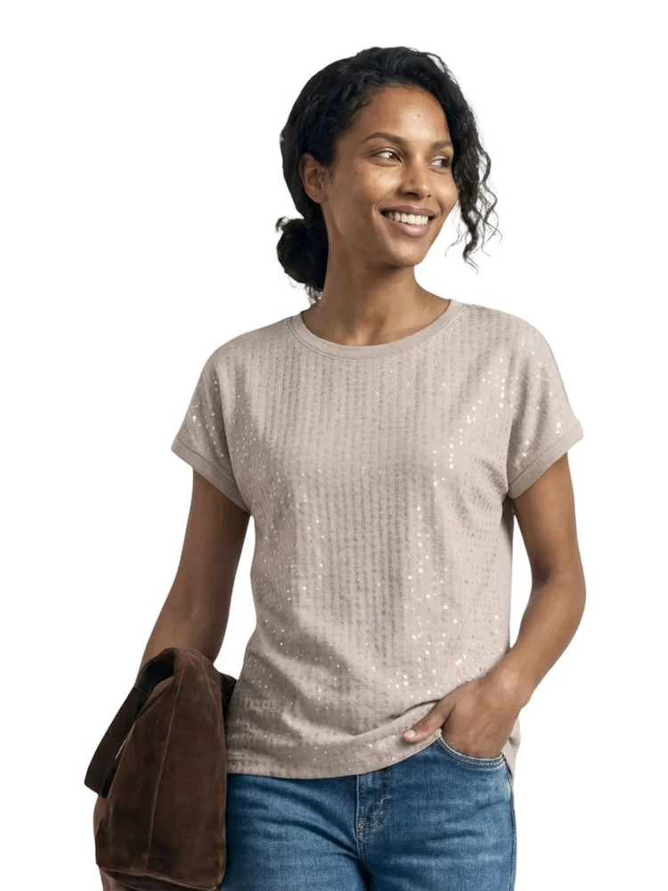 Beige Polyester T-Shirt