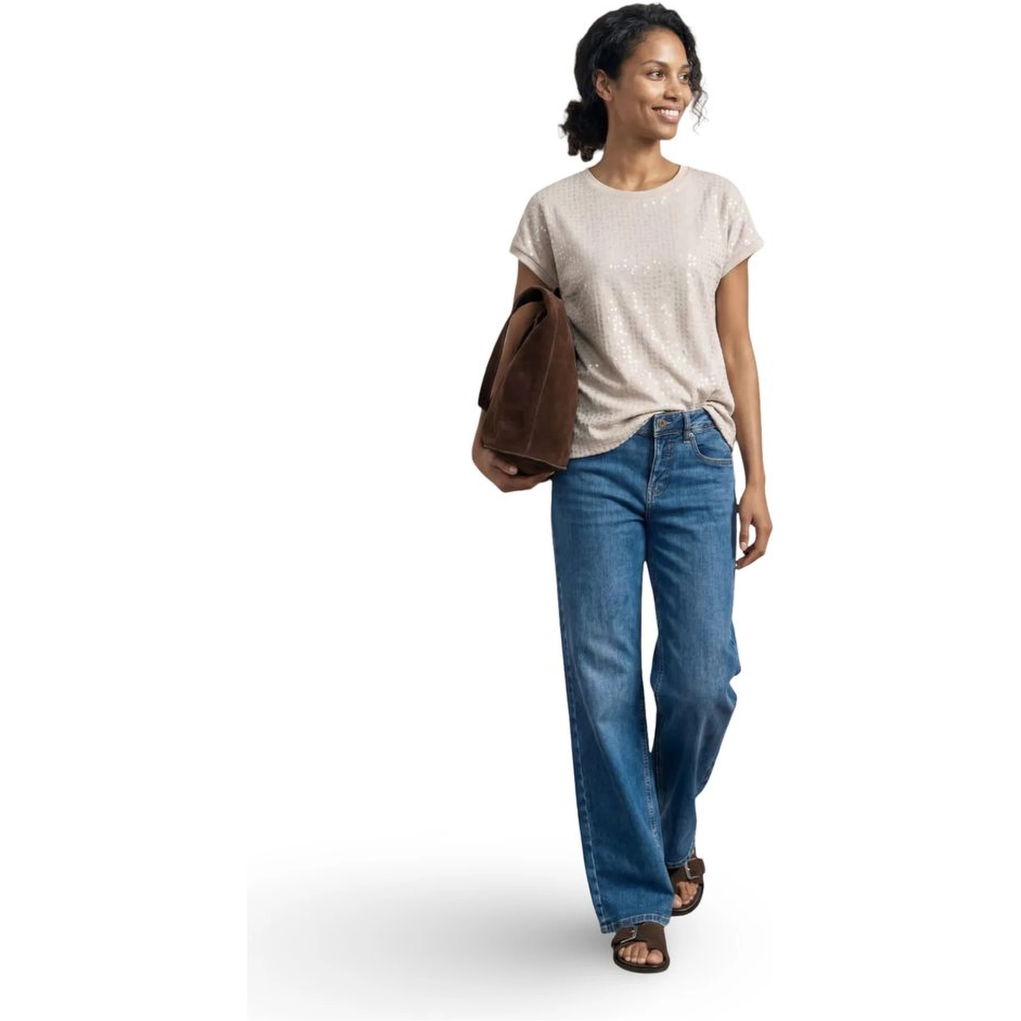 Beige Polyester T-Shirt