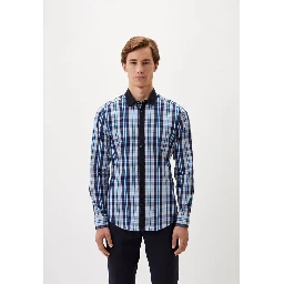 Navy Blue Cotton Pattern Shirt