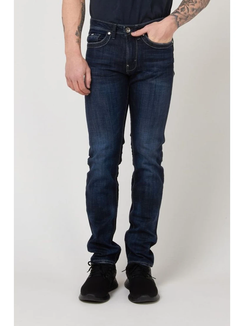 Blue Cotton Slim Fit Jeans