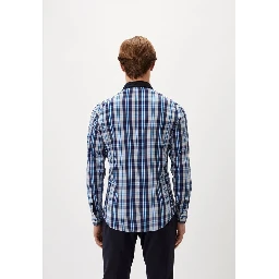 Navy Blue Cotton Pattern Shirt