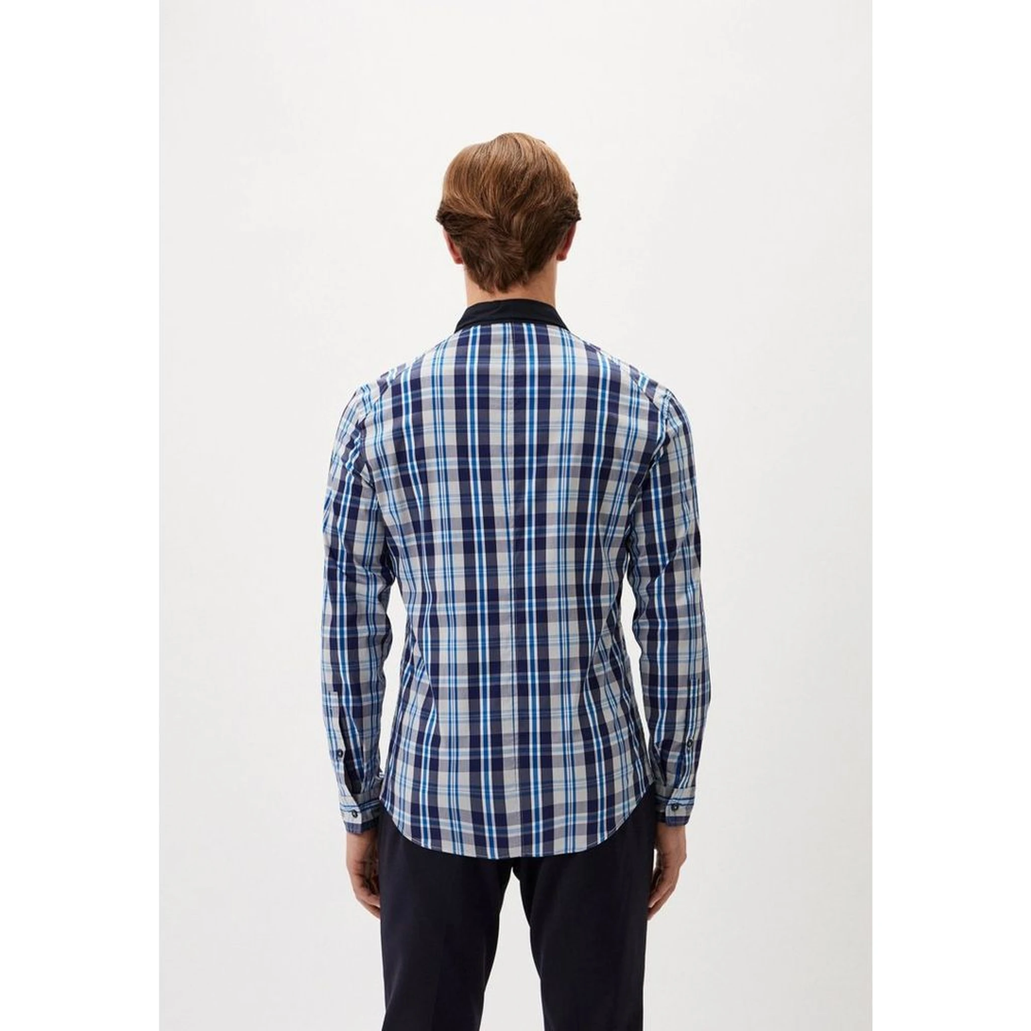 Navy Blue Cotton Pattern Shirt