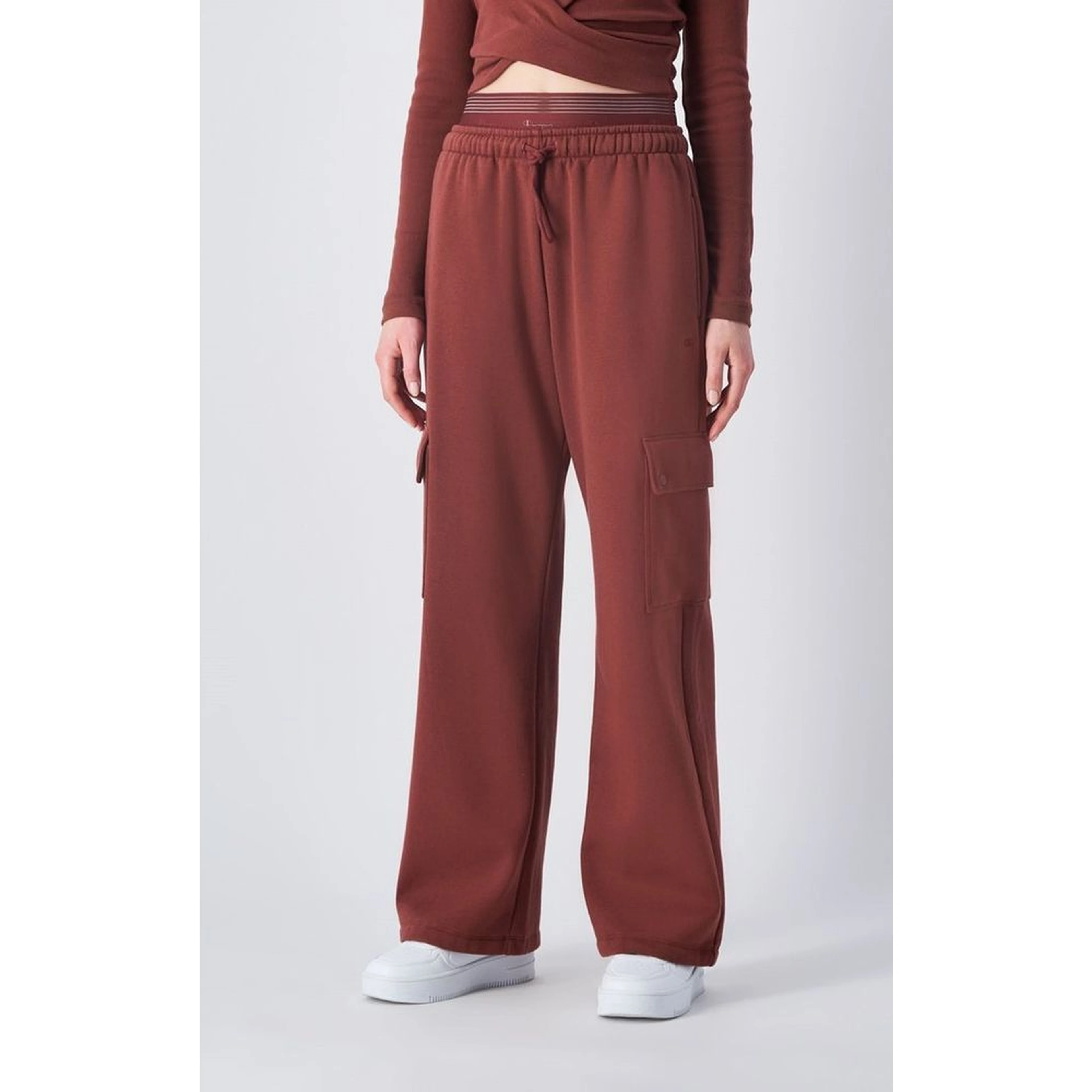Burgundy Cotton Cargo Pants