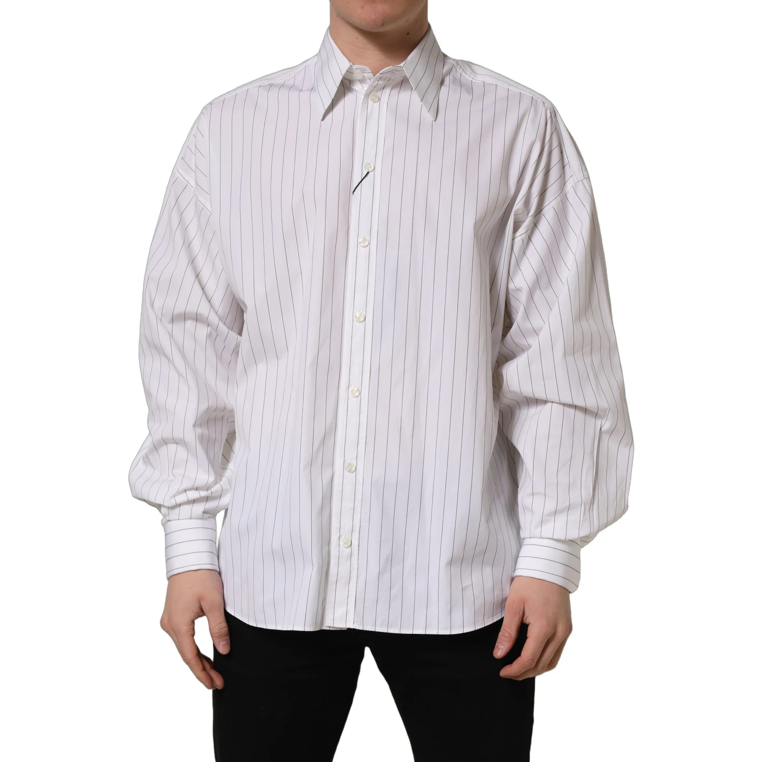 White Stripes Cotton Men Formal Dress Shirt