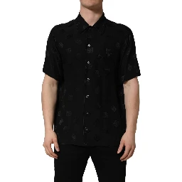 Black Logo Monogram Short Sleeves Men Shirt