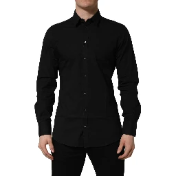 Black Cotton Stretch GOLD Fit Dress Shirt