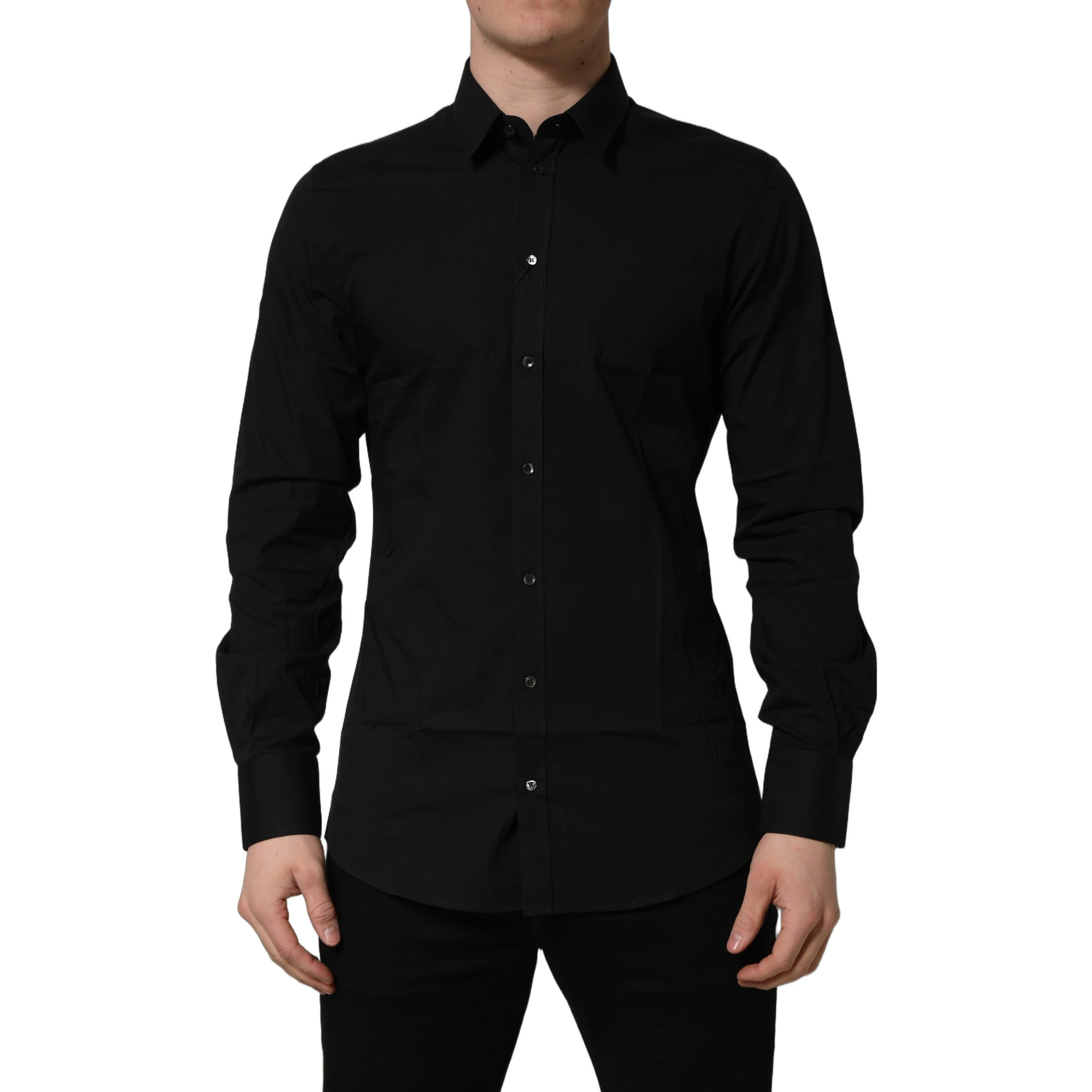 Black Cotton Stretch GOLD Fit Dress Shirt