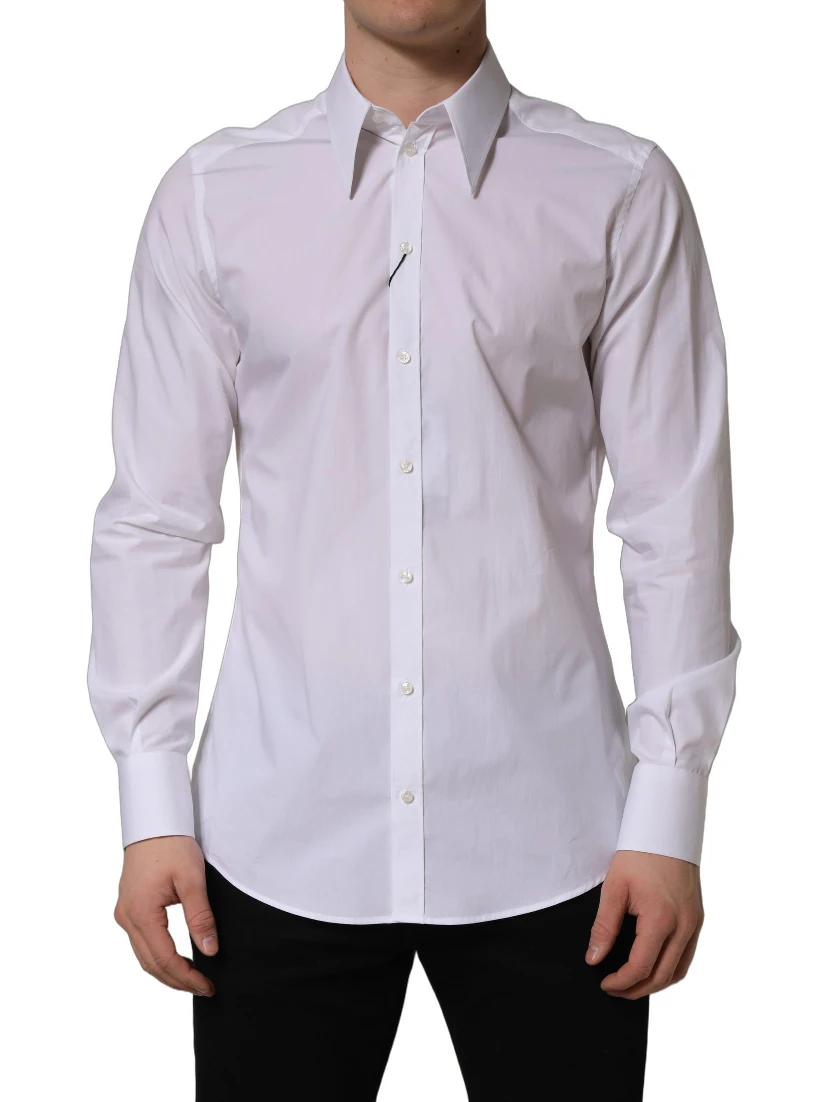 White MARTINI Long Sleeves Men Dress Shirt