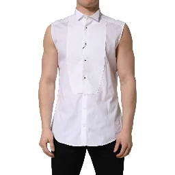 White Cotton MARTINI Sleeveless Men Dress Shirt