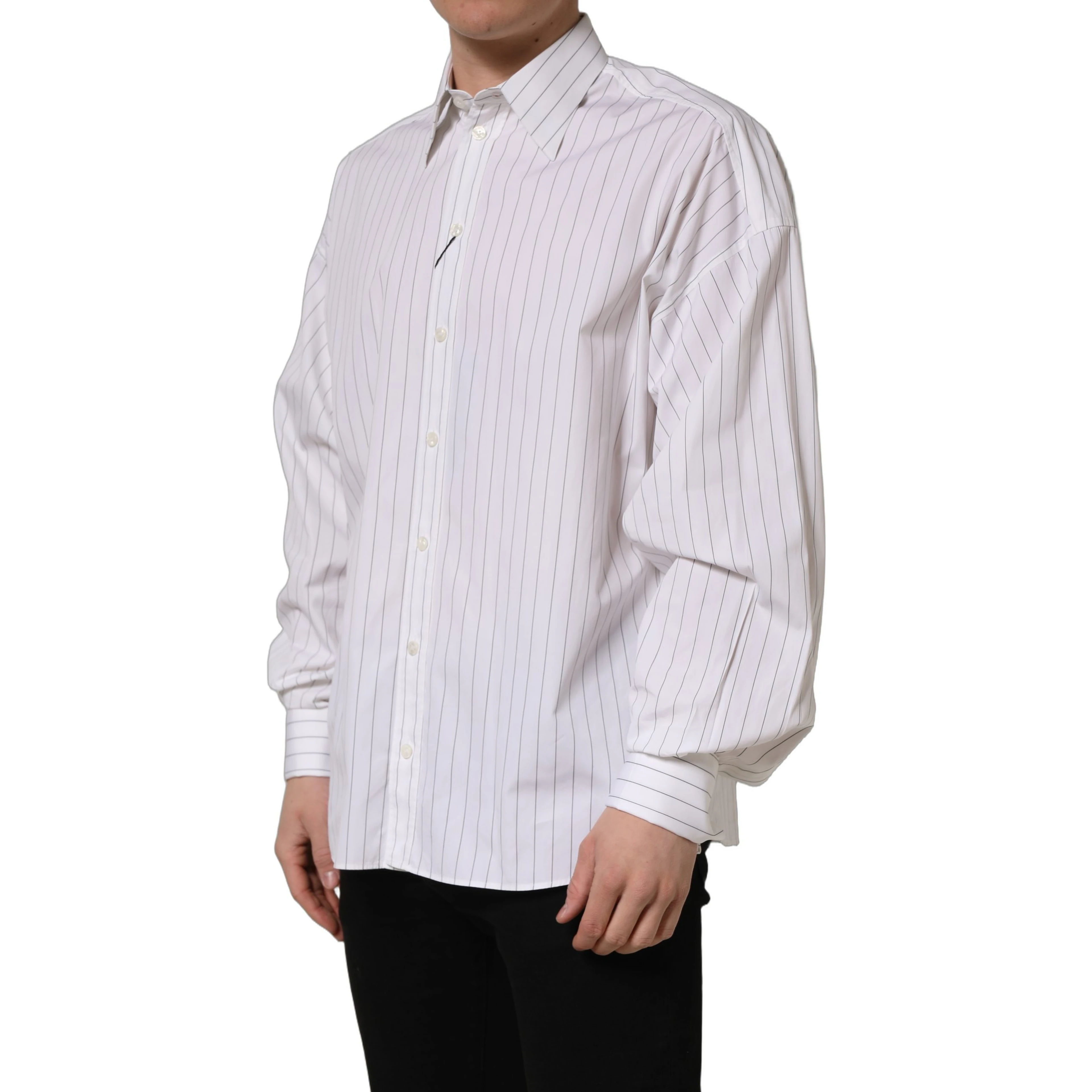 White Stripes Cotton Men Formal Dress Shirt