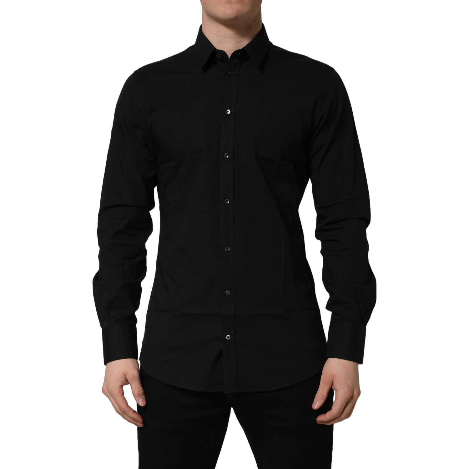 Black Cotton Stretch GOLD Fit Dress Shirt