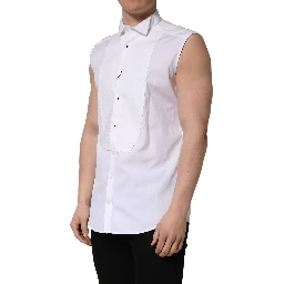 White Cotton MARTINI Sleeveless Men Dress Shirt