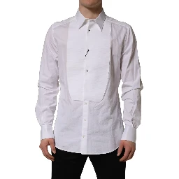 White GOLD Long Sleeves Bib Men Dress Shirt