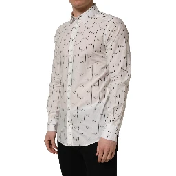 White Bee Print Cotton GOLD Fit Dress Shirt