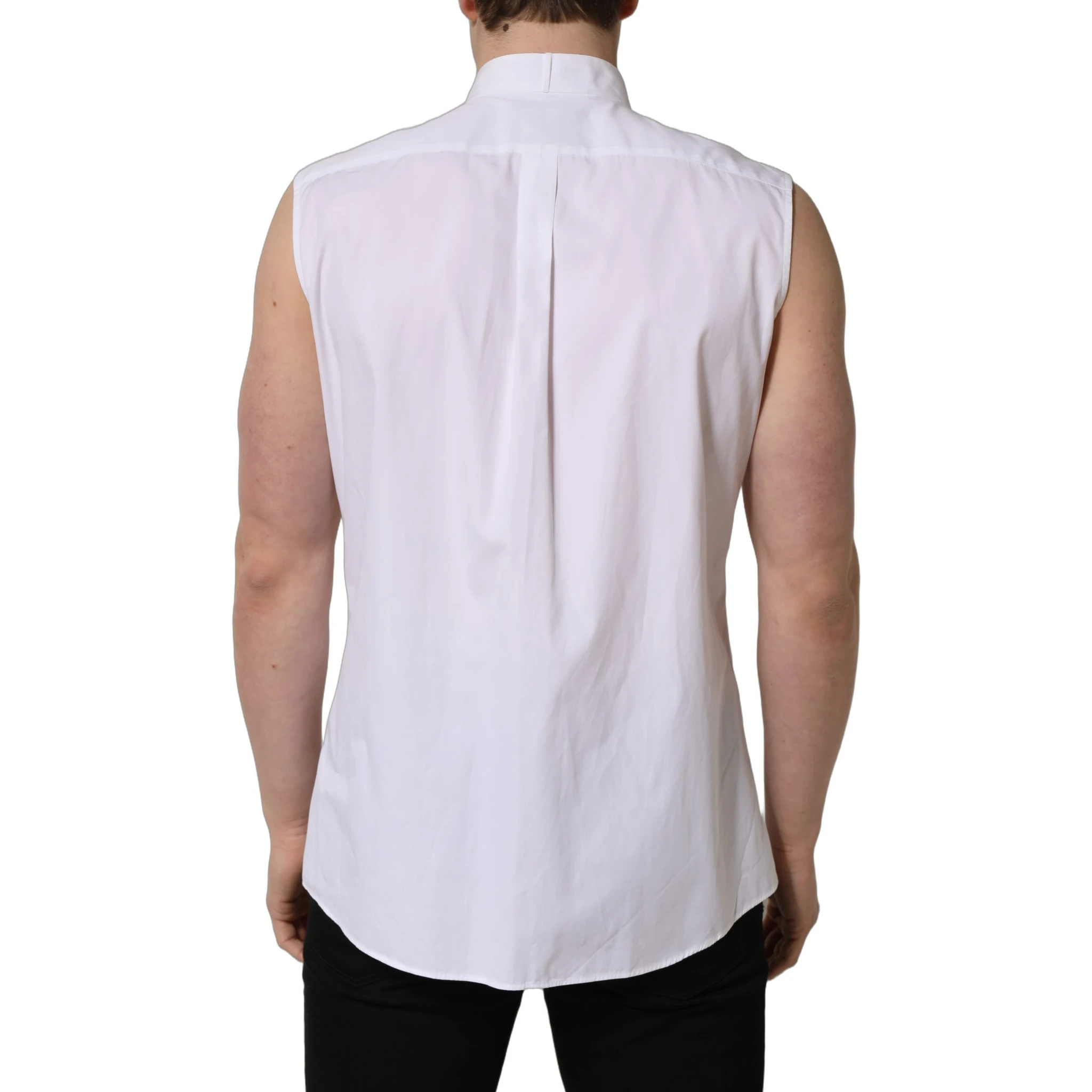 White Cotton MARTINI Sleeveless Men Dress Shirt