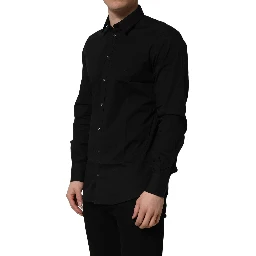 Black Cotton Stretch GOLD Fit Dress Shirt