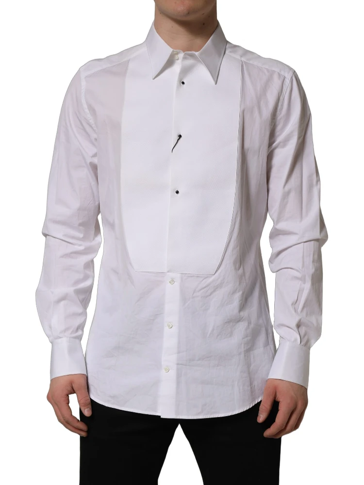 White GOLD Long Sleeves Bib Men Dress Shirt alternative