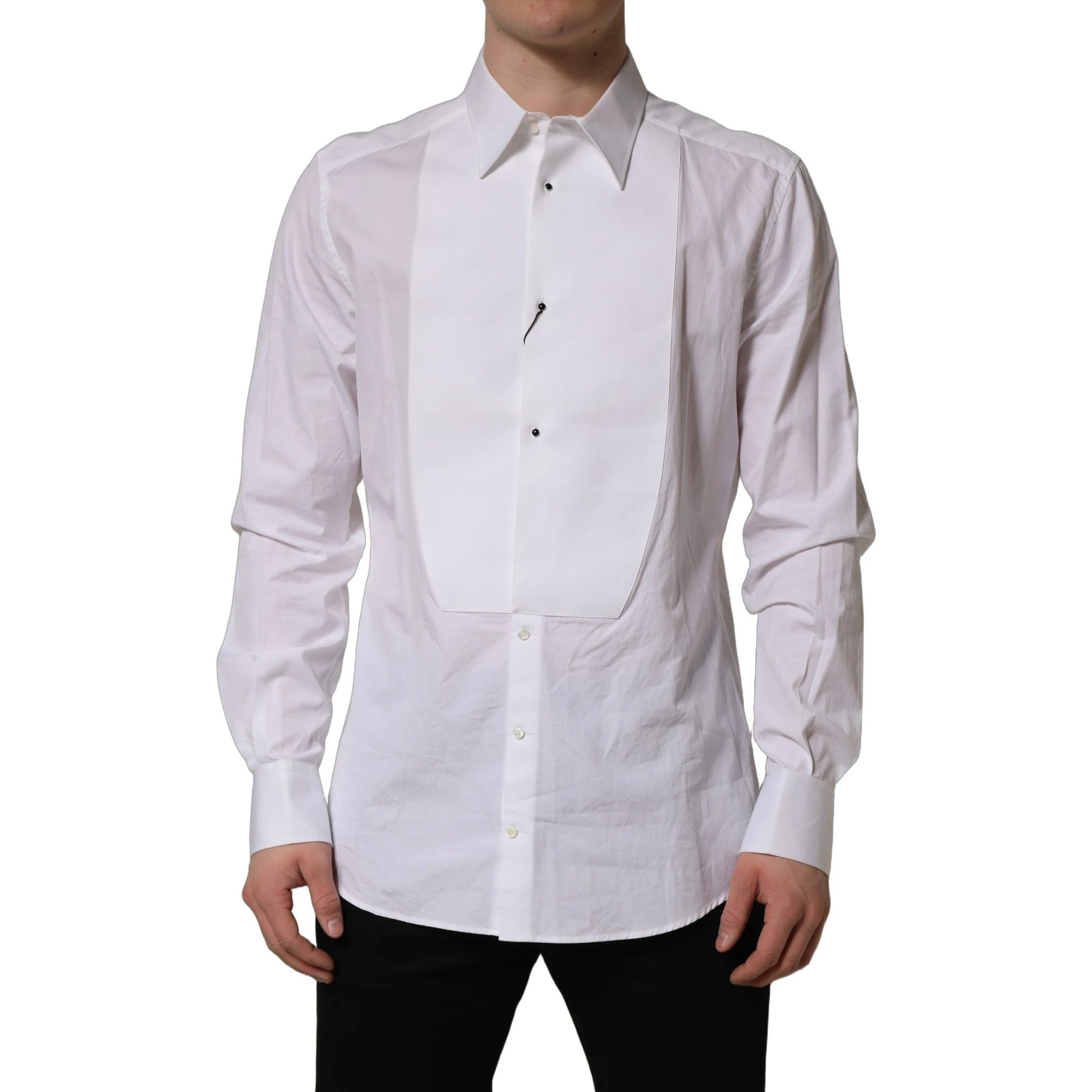 White GOLD Long Sleeves Bib Men Dress Shirt