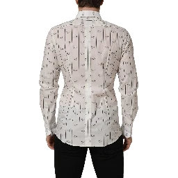White Bee Print Cotton GOLD Fit Dress Shirt