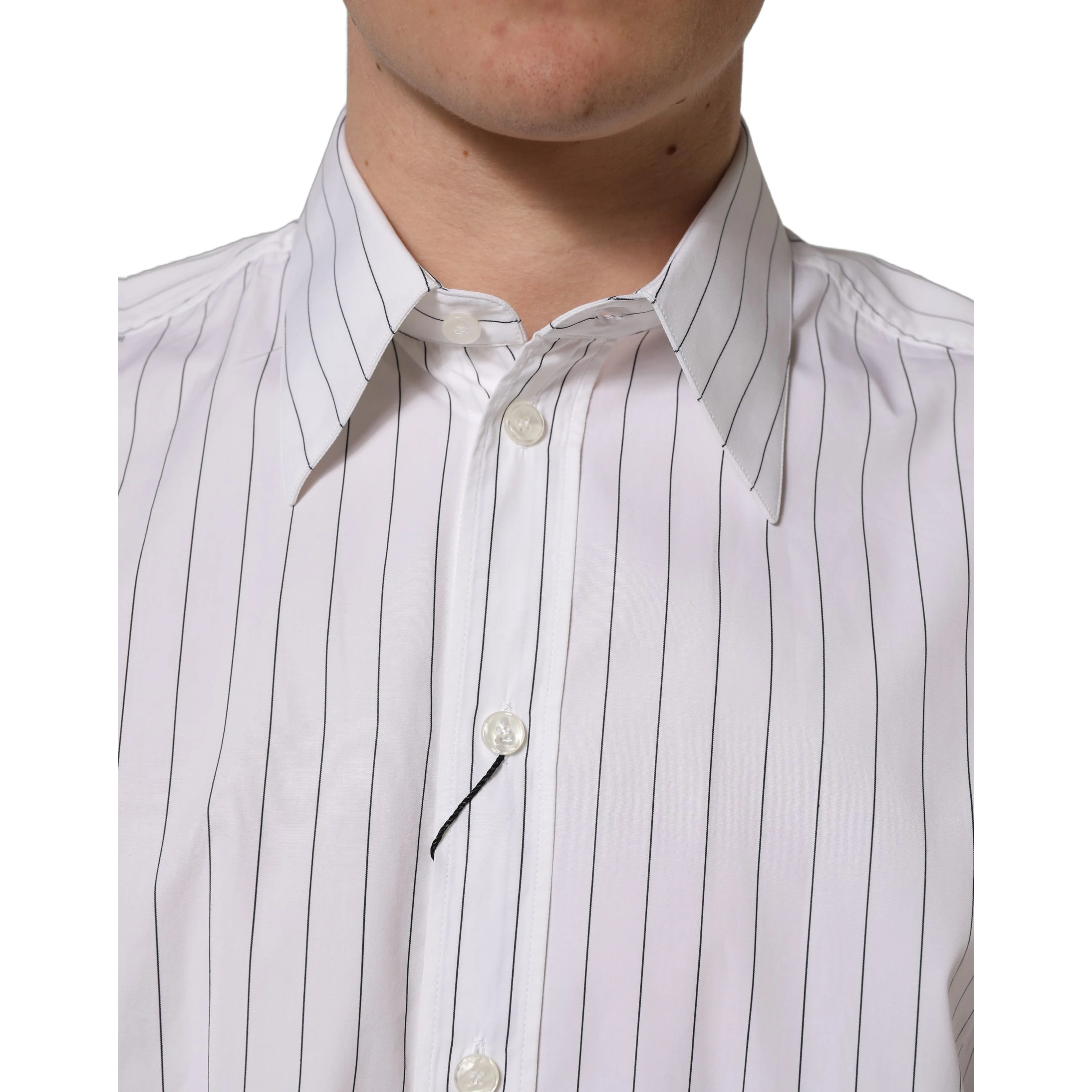 White Stripes Cotton Men Formal Dress Shirt