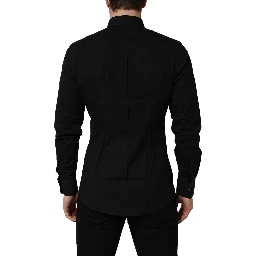 Black Cotton Stretch GOLD Fit Dress Shirt