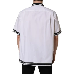 White LogoPatch Cotton Baseball Casual Shirt