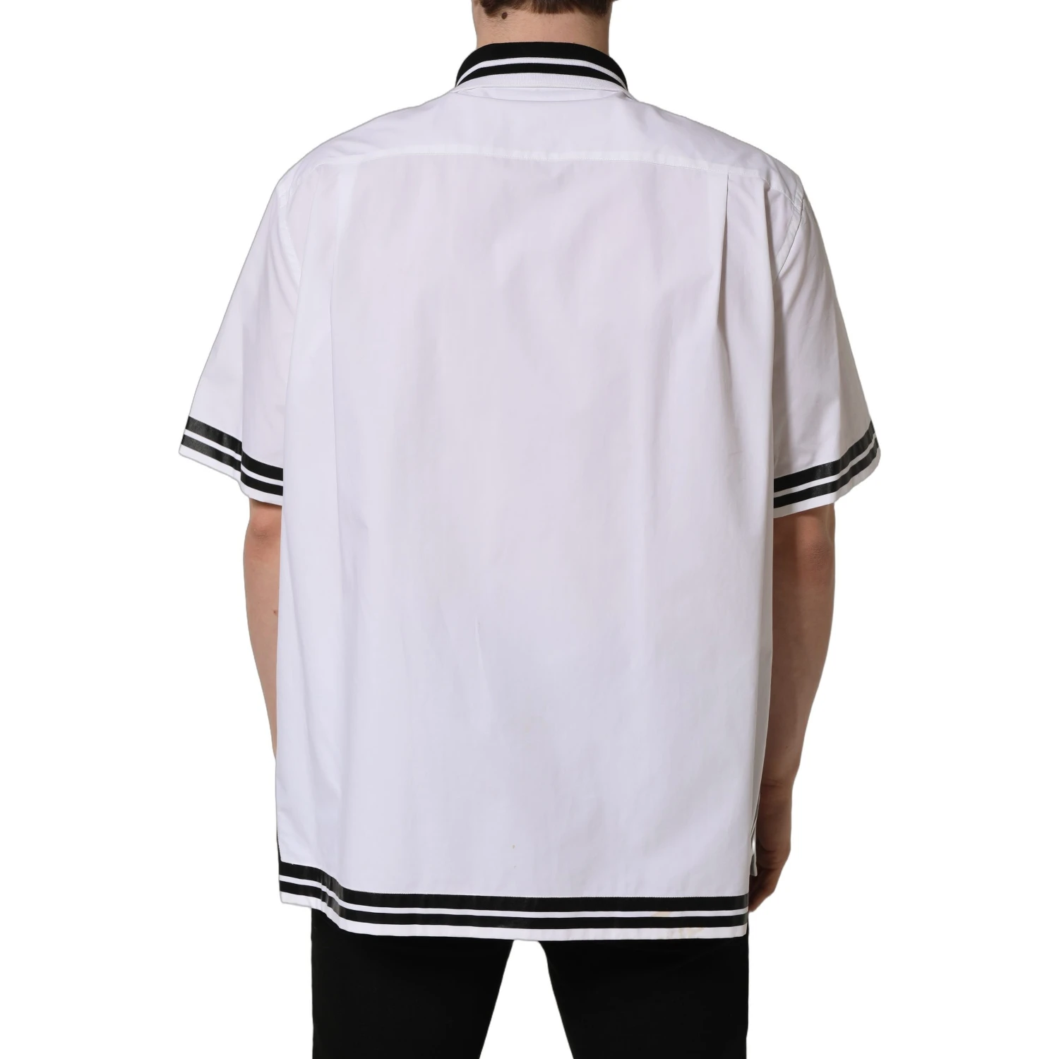 White LogoPatch Cotton Baseball Casual Shirt
