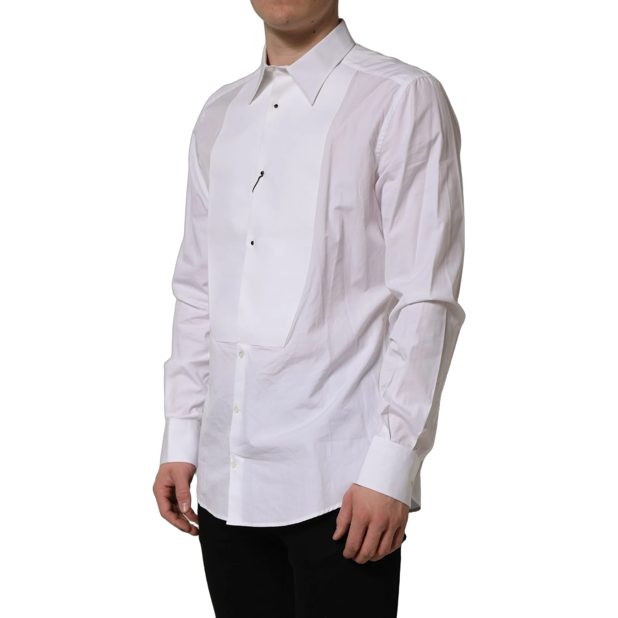 White GOLD Long Sleeves Bib Men Dress Shirt