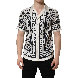 Black White Logo Bandana Short Sleeves Shirt