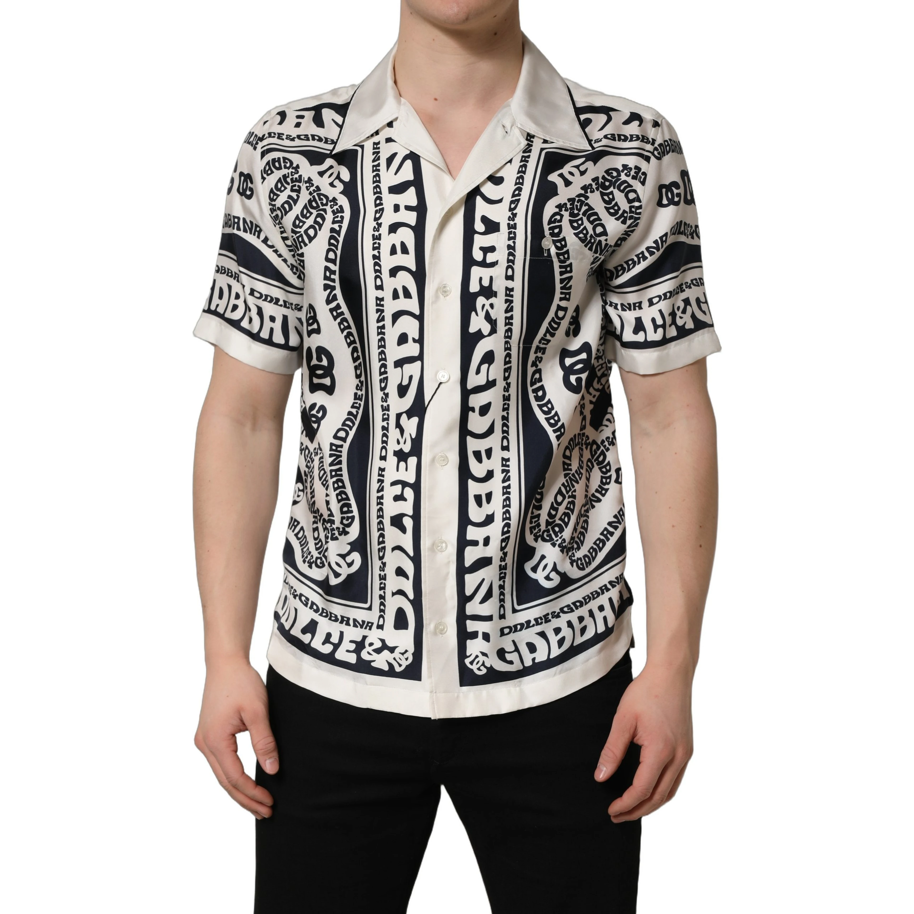 Black White Logo Bandana Short Sleeves Shirt