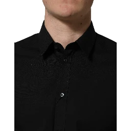 Black Cotton Stretch GOLD Fit Dress Shirt