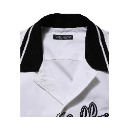 White LogoPatch Cotton Baseball Casual Shirt