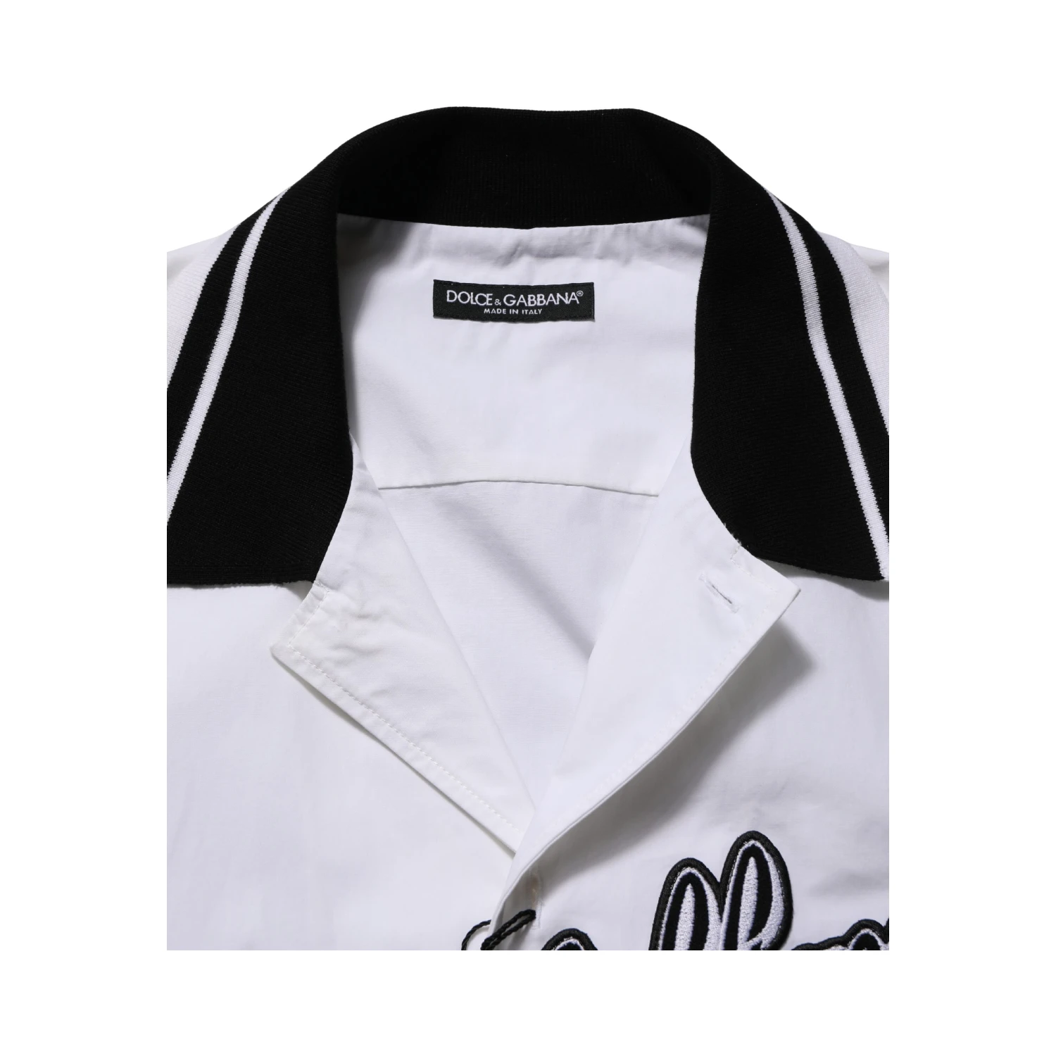 White LogoPatch Cotton Baseball Casual Shirt