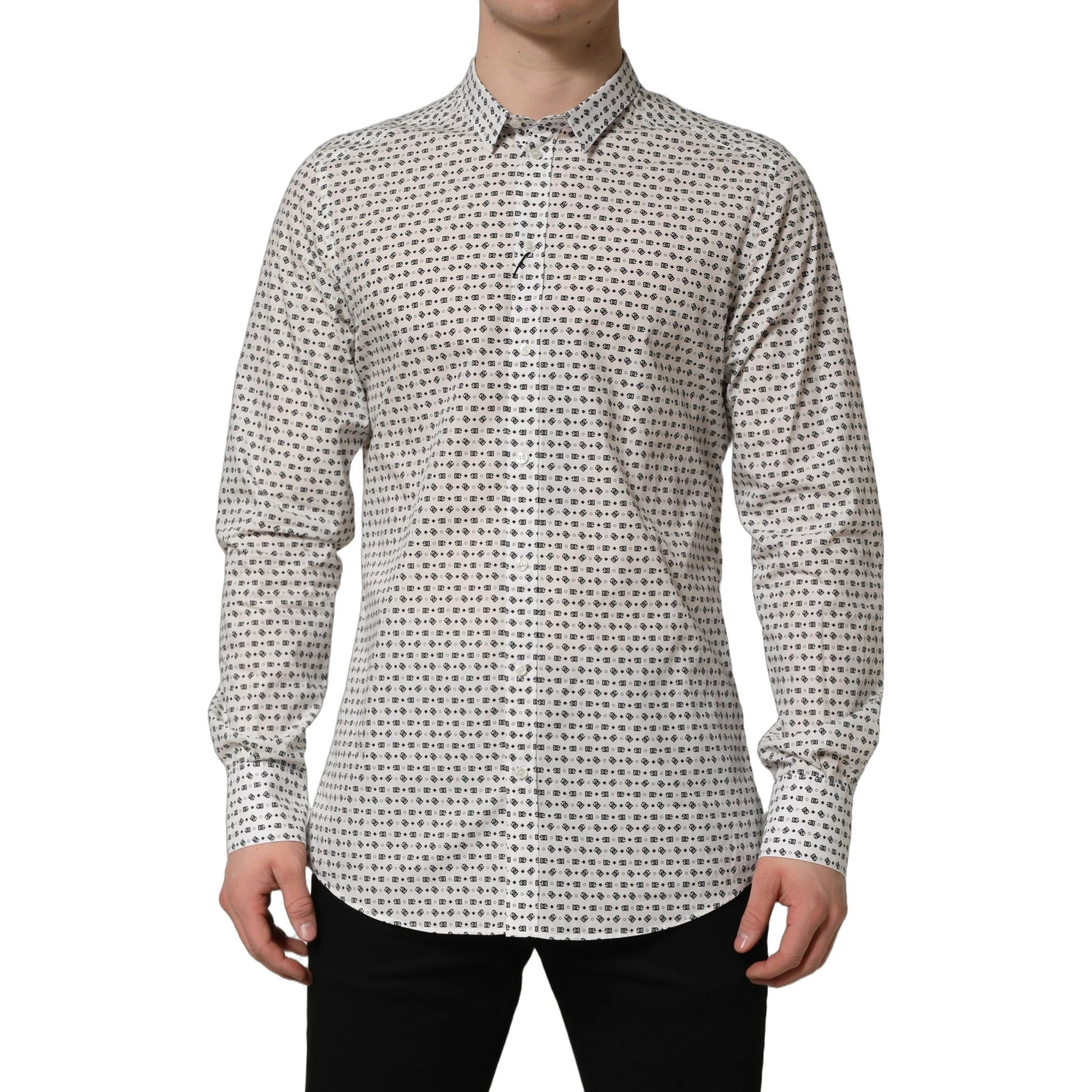 White Logo GOLD Long Sleeves Dress Shirt