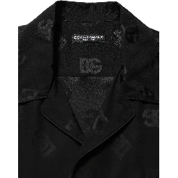 Black Logo Monogram Short Sleeves Men Shirt