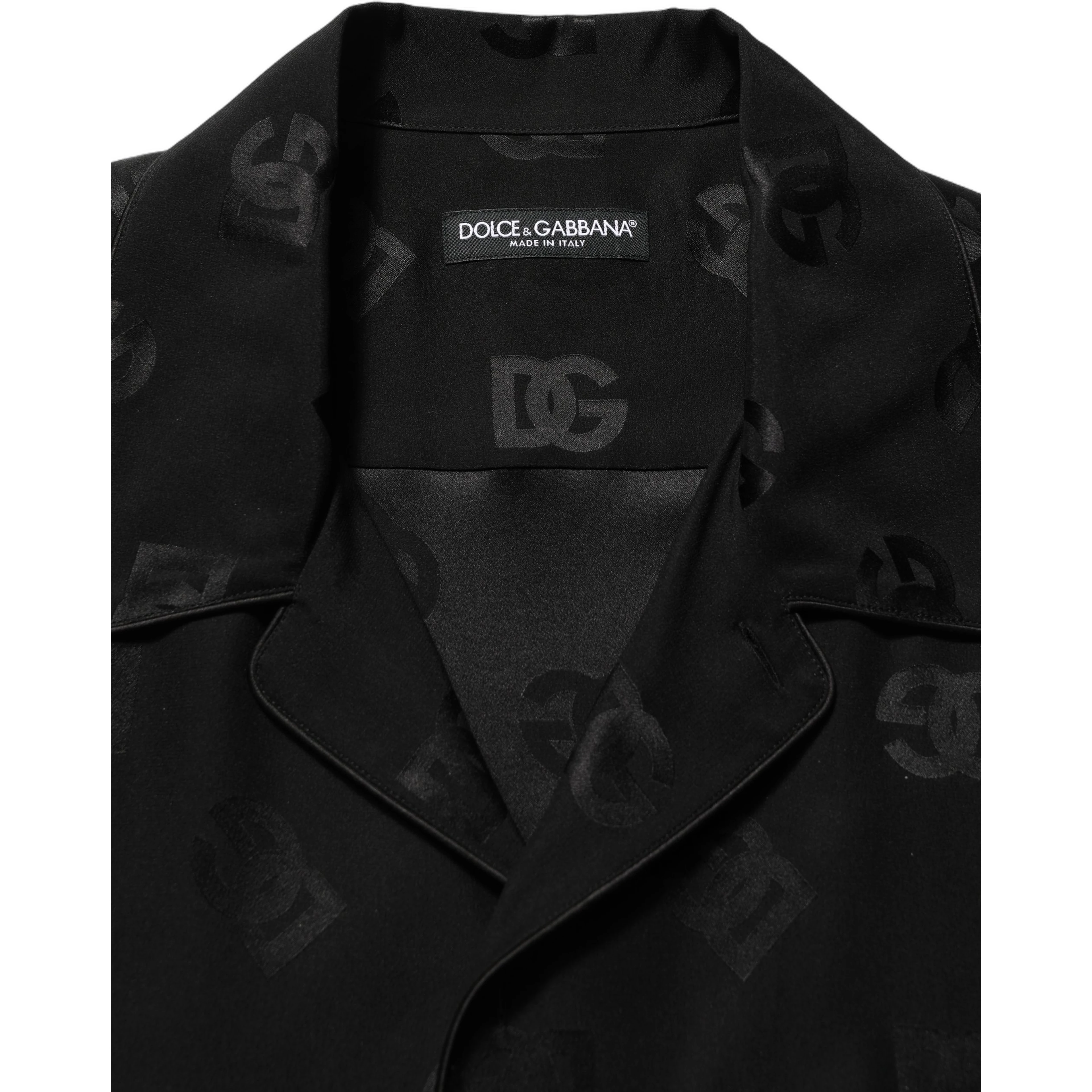 Black Logo Monogram Short Sleeves Men Shirt