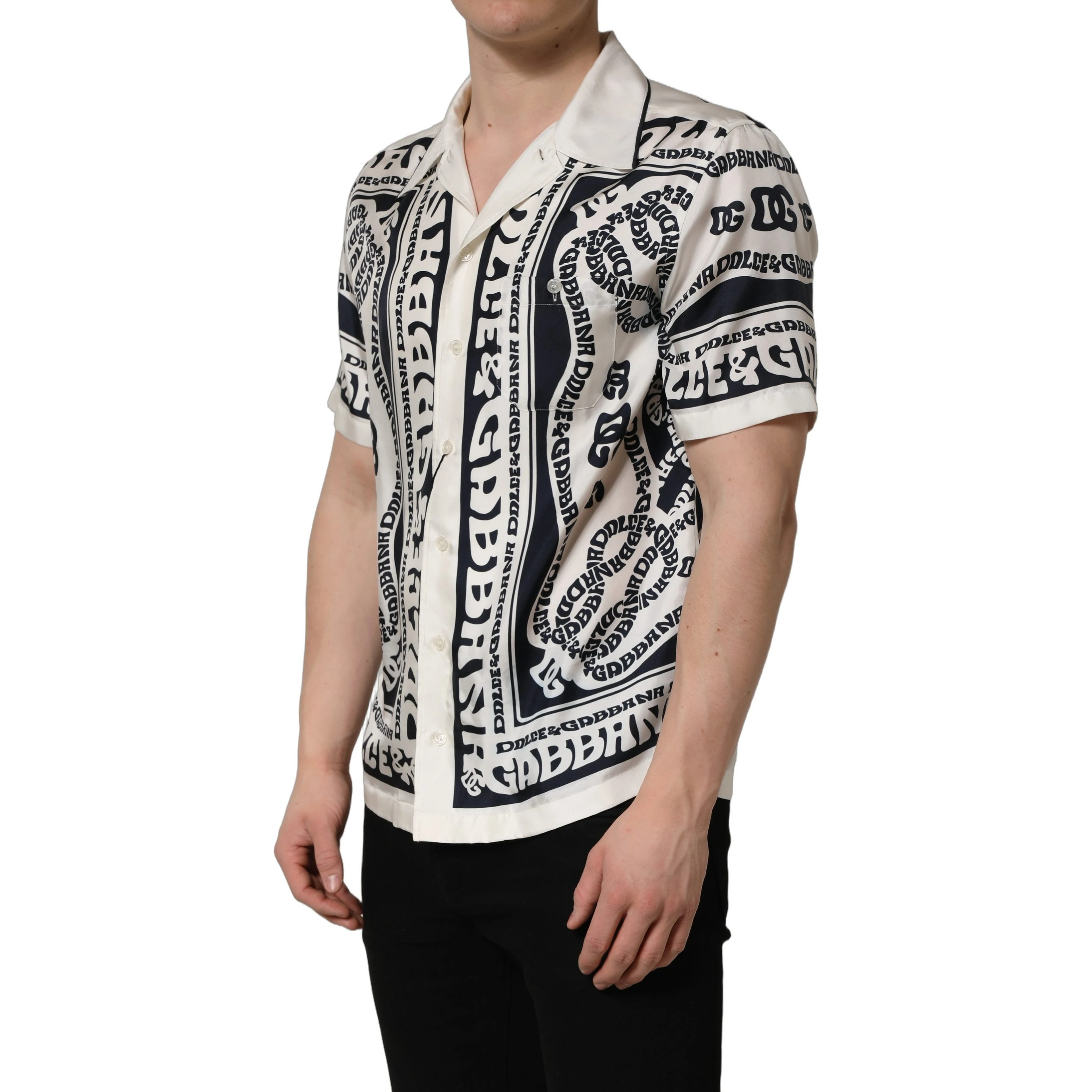 Black White Logo Bandana Short Sleeves Shirt