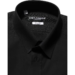 Black Cotton Stretch GOLD Fit Dress Shirt