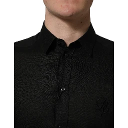 Black MARTINI Long Sleeves Linen Dess Shirt