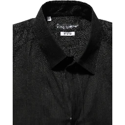 Black MARTINI Long Sleeves Linen Dess Shirt