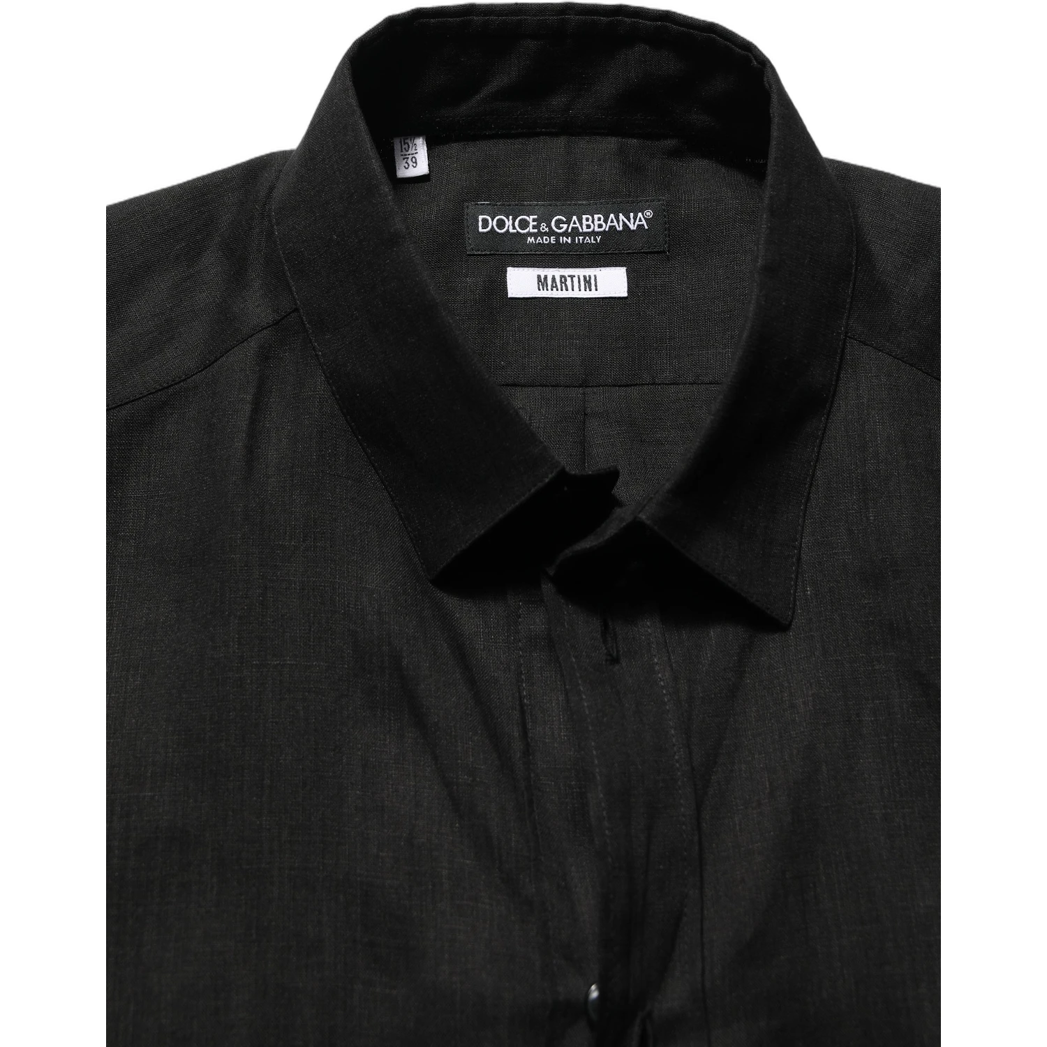 Black MARTINI Long Sleeves Linen Dess Shirt