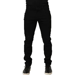 Black Cotton Stretch Skinny Men Denim Jeans