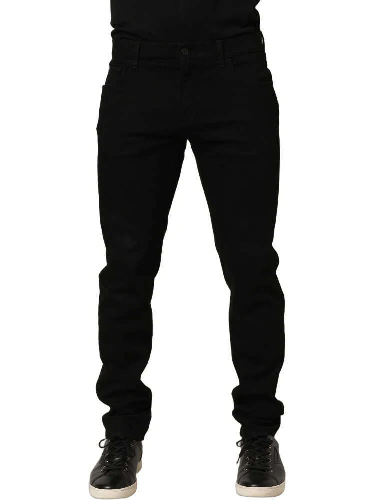Black Cotton Stretch Skinny Men Denim Jeans