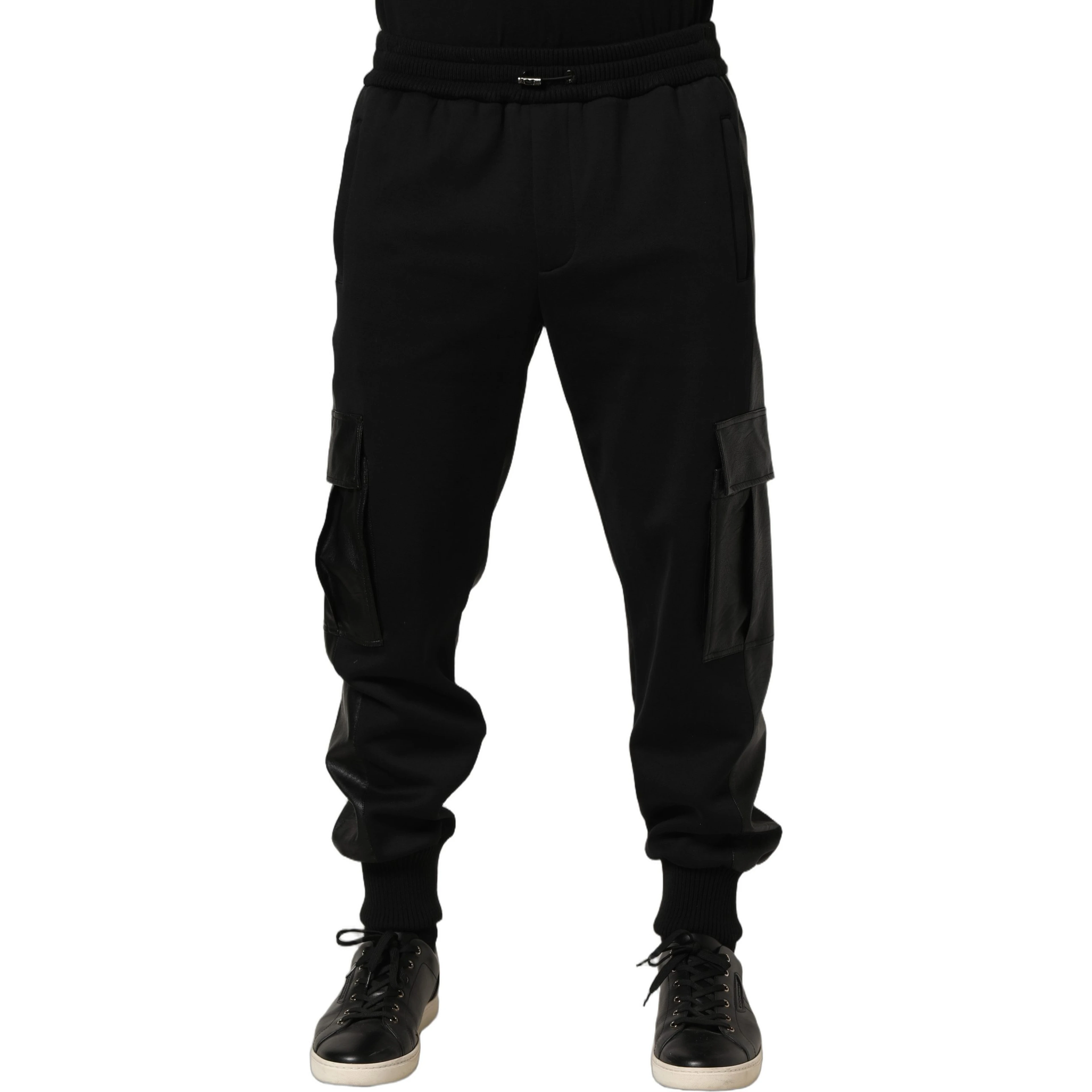 Black Mid Waist Cargo Jogger Sweatpants Pants