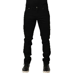 Black Cotton Stretch Skinny Men Denim Jeans