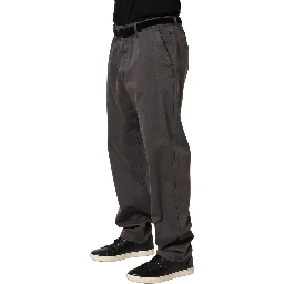 Dark Gray MidWaist Straight Men Trouser Pants