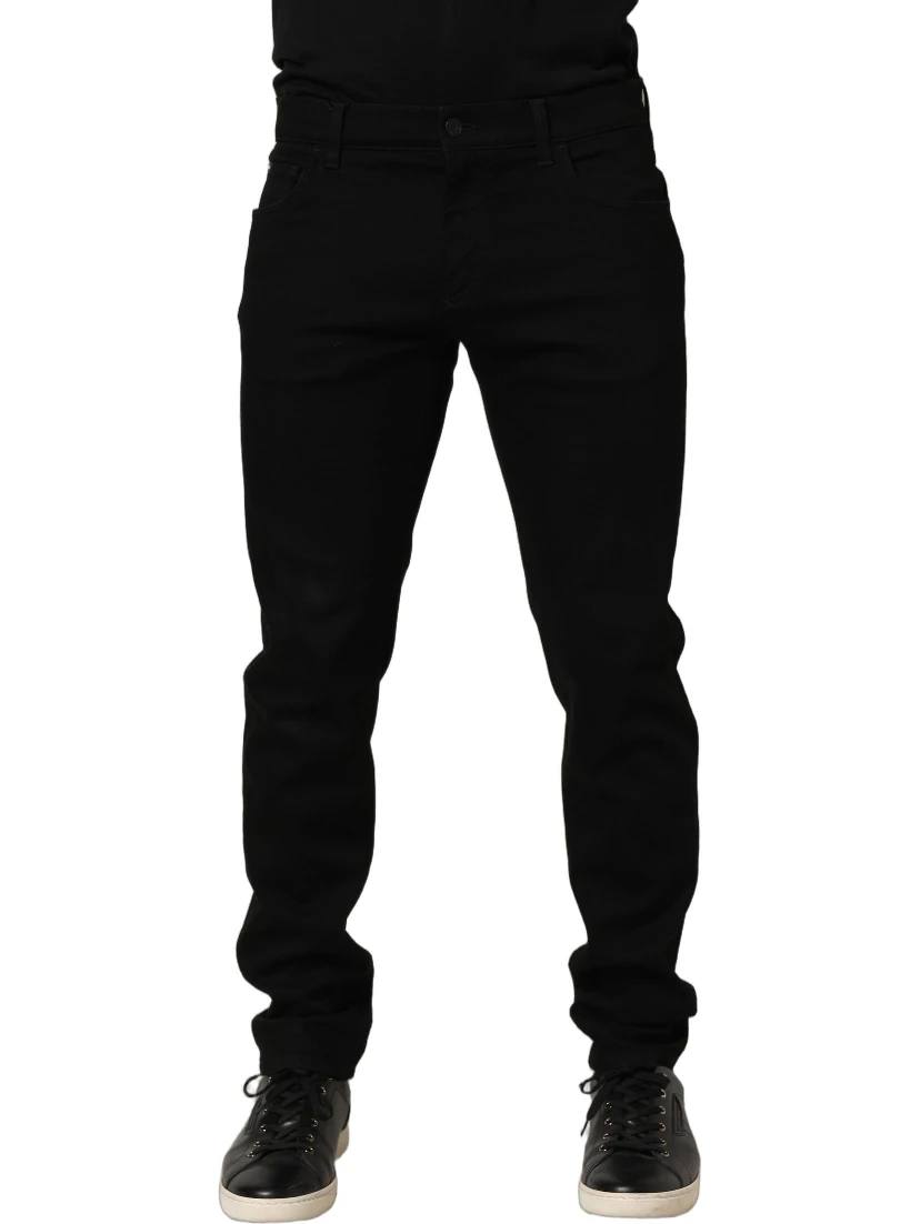 Black Cotton Stretch Skinny Men Denim Jeans