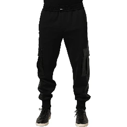 Black Mid Waist Cargo Jogger Sweatpants Pants