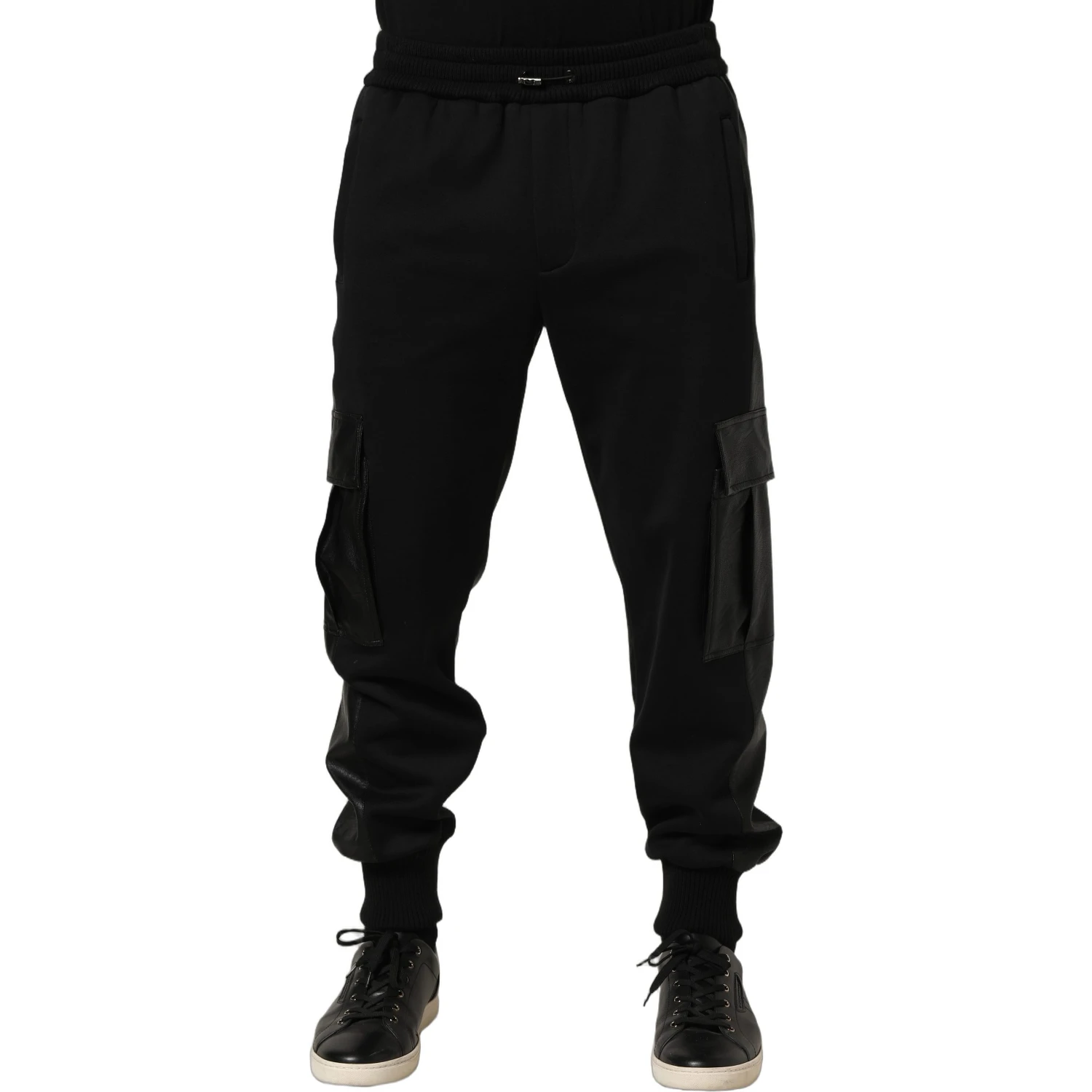 Black Mid Waist Cargo Jogger Sweatpants Pants