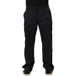 Black Nylon Straight Jogger Sweatpants Pants